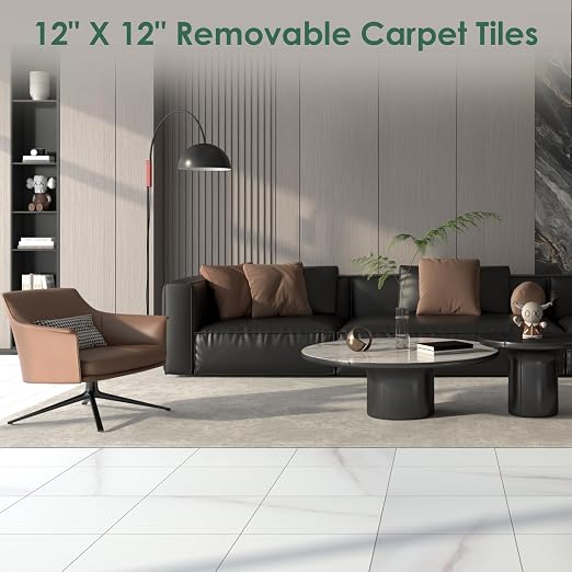 VallisCo 30-Piece Peel and Stick Floor Tiles, 12x12 Covers 30 Sq. Ft. Waterproof Vinyl Flooring, Renter-Friendly Self-Adhesive Floor Stickers for Kitchen, Bathroom, RV, Basement & Home DIY Light Gray