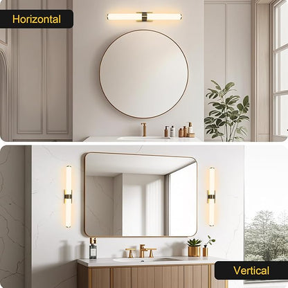 Kalium 33in Modern Wall Sconces, Dimmable Bathroom Vanity Lights, 3000K Warm White LED Indoor Sconces Lighting for Bathroom, Stairs, Living Room, Bedroom. Hardwired.