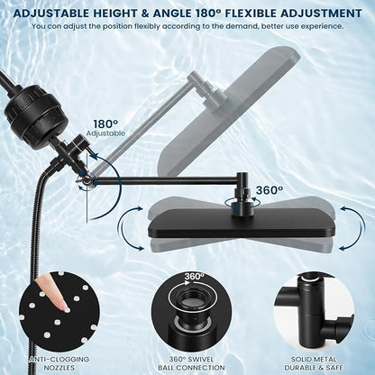 Shower Head with Handheld,High Pressure Black Filtered Shower Head | Rainfall Shower Head,11.8" Rectangular,Rain Shower Head,Dual Shower Head,Bathroom Decor,Metal Extension Arm,5 Spray Mode