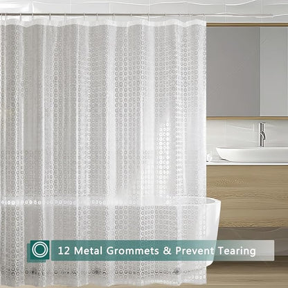 Shower Curtain Liner, 100% Waterproof Peva Shower Curtains with 3 Duty Heavy Bottom Magnets and 12 Rust Proof Grommets, 72x72 Weighted Shower Liner for Shower Stall, Bathtubs