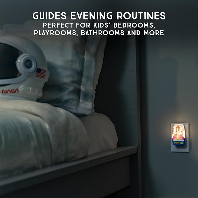 Lights By Night Space Night Light for Kids Plug in, LED | Nightlight Plug Into Wall, Boys, Girls, Toddler, Baby, Space Shuttle Room Decor, Bedroom Bathroom Nursery Essentials, 81717
