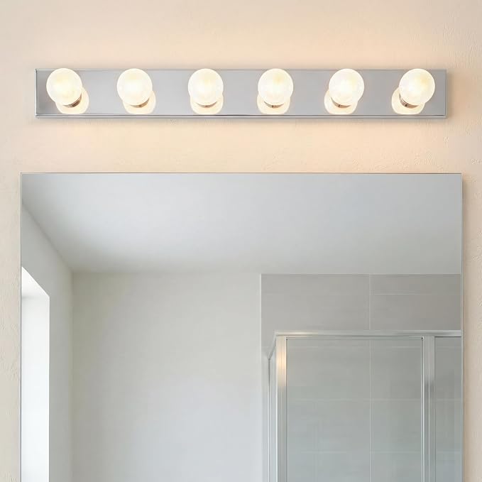Kichler 6-Light Bathroom Vanity Light, Chrome | Linear bath bar vanity light for bathroom mirrors (36" x 4.25" x 2"), 626CH