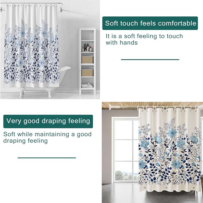 Shower Curtain Liner, 100% Waterproof Peva Shower Curtains with 3 Duty Heavy Bottom Magnets and 12 Rust Proof Grommets, 72x72 Weighted Shower Liner for Shower Stall, Bathtubs