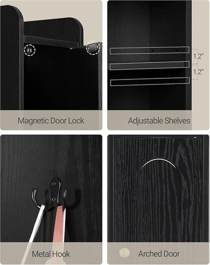 Bathroom Cabinet with Adjustable Shelves, Freestanding Floor Cabinet, Tall Black Bathroom Storage Cabinet, Narrow Toilet Paper Storage, 7.9"D x 7.9"W x 70.9"H