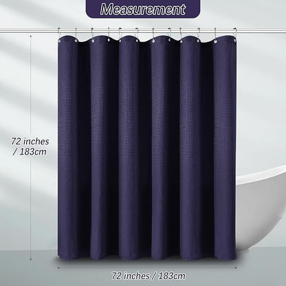 Purple Shower Curtain - Waffle Weave Fabric Heavy Duty Shower Curtain for Bathroom, Water Repellent Weighted 256GSM Hotel Quality Machine Washable Bath Curtains with 12 Hooks, 72Wx72H