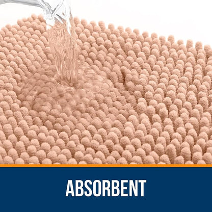 OLANLY Bathroom Runner Rugs 59x20, Extra Soft Absorbent Chenille Bath Rugs | Peach, Quick-Drying Rubber Backing, Machine Washable Long Bath Mat for Bathroom Floor, Tub and Shower, Home Decor Accessories