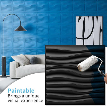 Art3d 20 Pack Decorative 3D Wall Panels, 19 Sq.Feet PVC Interior Wall Décor, 11.8"x11.8", Black