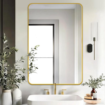 Bathroom Vanity Mirror, Gold Framed Mirror for Over Sink, 36x24 | HD glass, distortion-free for makeup and grooming, Sturdy frame, all mounting hardware, hangs horizontal or vertical