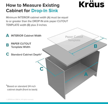 KRAUS Quarza 24-inch Kitchen Sink Drop-In/Undermount Single Bowl Granite Kitchen Sink Black Onyx, KGD-410B