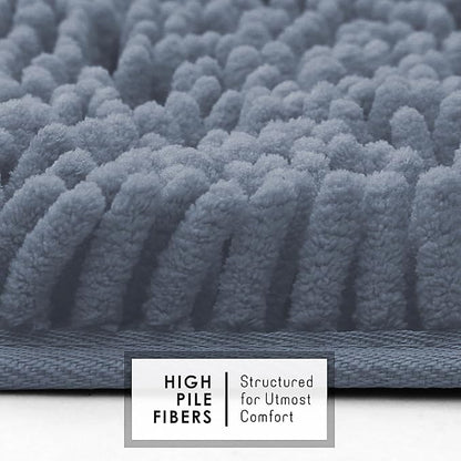 Hearth & Harbor Bathroom Rugs, Chenille Bath Mat - Machine Washable Bath Mats for Bathroom Non-Slip Backing Rubber, Quick Dry Bathroom Mat, 24 x 36 - Stone Blue