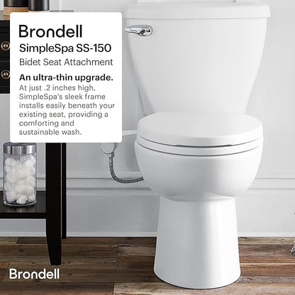 Brondell Bidet - Thinline SimpleSpa SS-150 Fresh Water Spray Non-Electric Bidet Toilet Attachment in White with Self Cleaning Nozzle and SafeCore Internal Valve