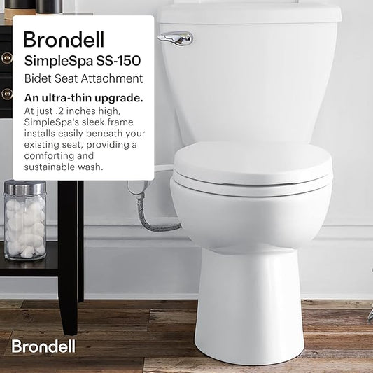 Brondell Bidet - Thinline SimpleSpa SS-150 Fresh Water Spray Non-Electric Bidet Toilet Attachment in White with Self Cleaning Nozzle and SafeCore Internal Valve