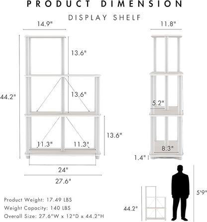 Homes: Inside + Out Apexa Modern 5-Cube Ladder Shelving Units, Collectibles Display Shelves, Easy Assembly Standing Shelf, Home Storage Organizer for Living Room, Bedroom, Office, Taupe Grey