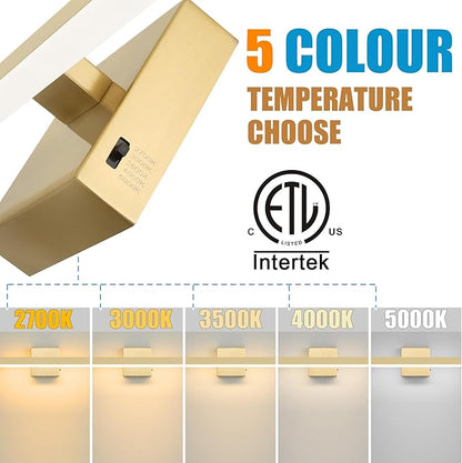 Gold Bathroom Vanity Light 39.4 inch, 30W Dimmable 5CCT LED Modern Bathroom Light Fixture Over Mirror - ETL Certificate