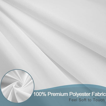 AooHome White Stall Size Bathroom Curtain for Hotel, Fabric Shower Liner with Hooks for Hotel, Waterproof, 48 Width x 72 Height Inch