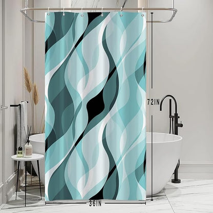 Stall Shower Curtain, Small Teal Shower Curtain Set for Bathroom Waterproof Turquoise Shower Curtain Set with Hooks, 36x72 Inch