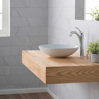 KRAUS Viva™ Round White Porcelain Ceramic Vessel Bathroom Sink, 16 1/2 in. D x 4 3/8 in. H, KCV-203GWH