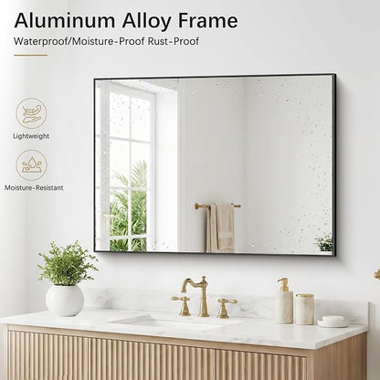 DESBING Black Bathroom Mirror for Wall, 30x40 Inch Rectangle Mirrors with Metal Frame, Modern Vanity Wall Mirror Decor for Entryway Hangs, Bathroom, Living Room Horizontal or Vertical