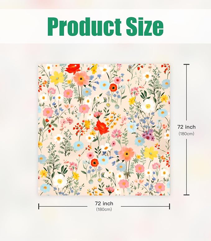 Shower Curtain for Bathroom Stall Boho Modern Cute Aesthetic Decorative Girly Waterproof Unique Yellow Floral Girls Chic Print Design Teen Pretty Women Cortinas de Baño Bathtub 72 x72 Inch