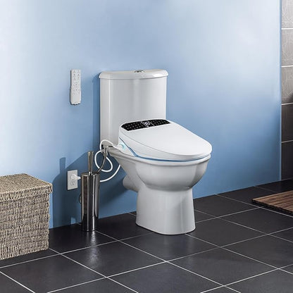 Combier Bidet Toilet Seat With Turbo Wash, Wireless Remote and Side Panel, The heated Toilet Seat Have Adjustable Heated Seat, Warm Water, Air Dryer & Multiple Spray Modes CMA210S-B (Elongated)