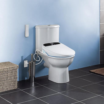 Combier Round Electric Heated Bidet Toilet Seat LED Display 210DS-B | Home & Hotel Bathroom Essential with Adjustable Warm Water,Self-cleaning Nozzle,Auto Seat Lid,Wireless Remote for Daily Use