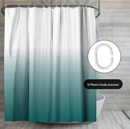Americanflat 71x74 Teal Ombre Shower Curtain - Water-Resistant Long Shower Curtain with Durable Grommets and 12 Hooks - 100% Polyester
