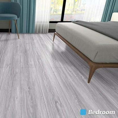 Art3d Wood Textured Peel and Stick Vinyl Floor Tiles, 40-Pack, White/Grey