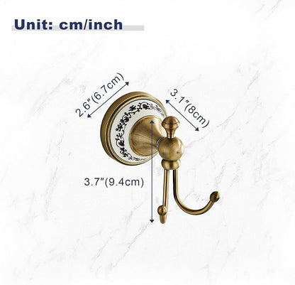 Double Wall-Mounted Coat Hooks for Hanging Towels, Clothes & Robes | Metal Double Hooks, Zinc Alloy Antique Brass Horn-Shaped Curved Towel Hooks YIGUANXIN