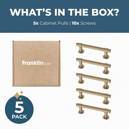 Franklin Brass Francisco (5-Pack) Cabinet Handles 3" Hole Center Pulls | Champagne Bronze Hardware Kitchen Door, Drawers, Dressers, Furniture P29520Z-CZ-B1