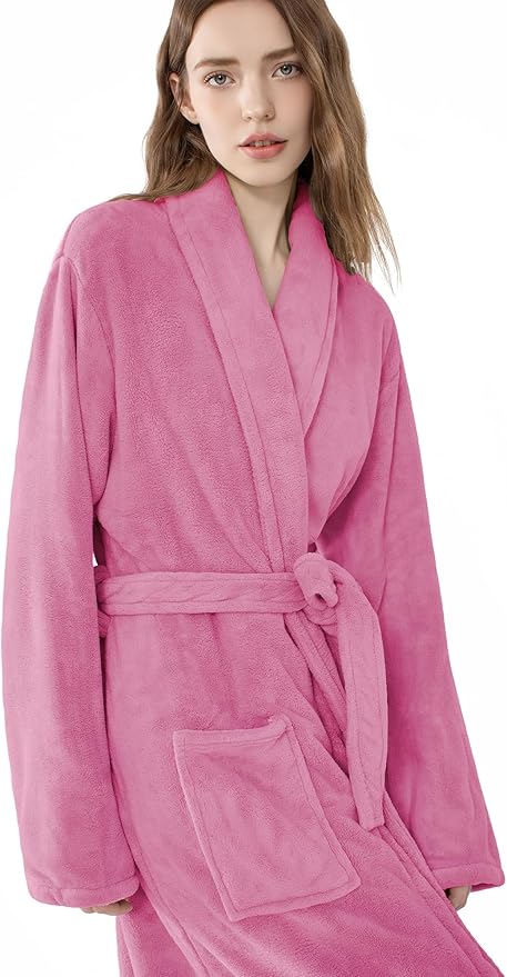 Soft Robe For Women，Warm Plush Bath Robes Female，Spa Towel After Shower Lightweight Long Bathrobe