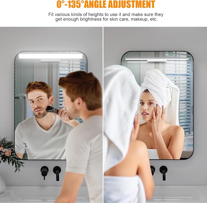 MY BEAUTY LIGHT Led Vanity Light Bar for Mirror, 2600K-6800K Adjustable Color Temperature Bathroom Vanity Light Fixtures, 0°-135° Angle Adjustable LED Makeup Mirror Light(Pack of 2)