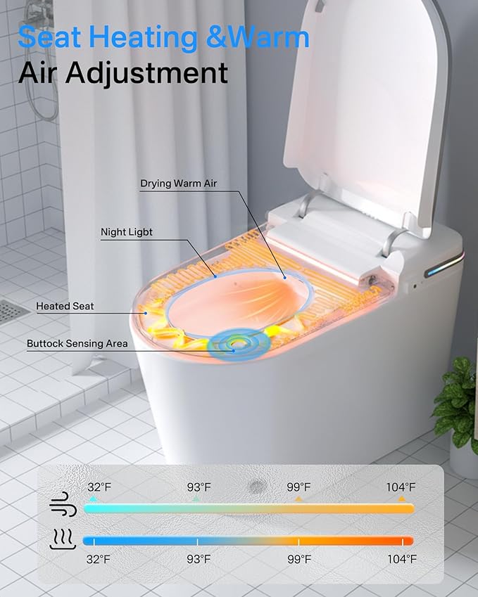 Smart Toilet with Bidet, Bidet Toilet, Modern Smart Toilets, Inteligente Japanese Toilet Seat,Toilet with Bidet Built in, Tankless Electric Toilet With Auto Open/Close Lid, Warm Water, Heated Seat