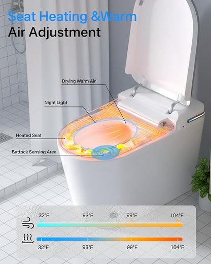 Smart Toilet with Bidet, Bidet Toilet, Modern Smart Toilets, Inteligente Japanese Toilet Seat,Toilet with Bidet Built in, Tankless Electric Toilet With Auto Open/Close Lid, Warm Water, Heated Seat