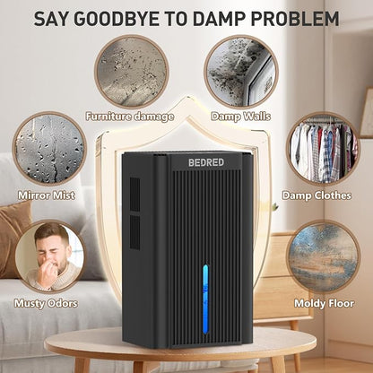 Dehumidifier, 95OZ Dehumidifier for Home 1000 sq ft - Quiet with Auto Shut Off & Relaxing 7 Color Ambient Light, Ideal for Livingroom, Bedroom, Basement (Black)