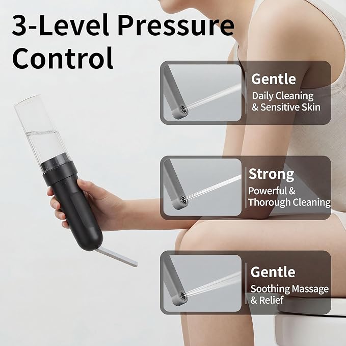 Portable Bidet for Travel,Personal Hygiene Sprayer Bottle for Women Men | Mobile Bidet Portable for Toilet,Electric Handheld High-Pressure Foldable USB-C Battery-Powered