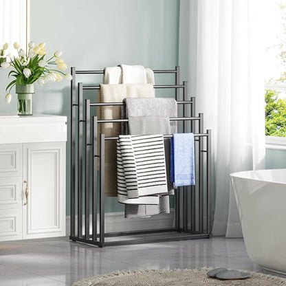 Honiter Towel Racks for Bathroom, 5 Tier Wide Towel Drying Rack Outdoor, Free Standing Towel Rack, Pool Towel Blanket Stand and Display Rack for Oversized Bath Towels
