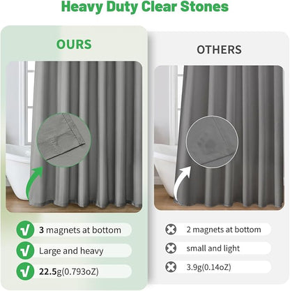 eachope Long Waterproof Fabric Shower Curtain Liner,72x78 Inch Grey | 3 Heavy-Duty Magnets,Machine Washable,Durable Rustproof Grommets,Hotel Quality,Easy Care,Secure Fit for Bathroom