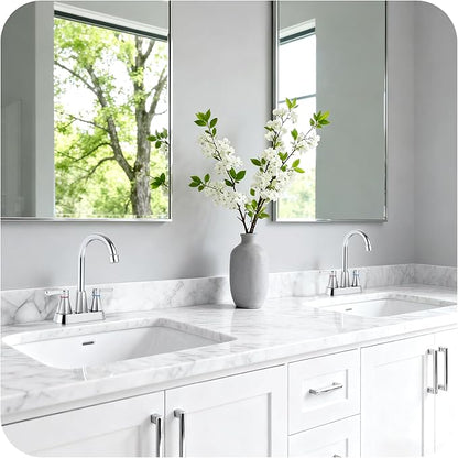 Polished Chrome Bathroom Faucet 3 Hole, 4 Inch 2-Handle Centerset Bathroom Sink Faucet, Faucet for Bathroom Sink 360° Swivel Bathroom Faucets RV Lavatory Vanity Faucet with Pop-up Drain