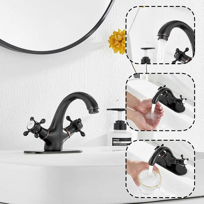 Bathroom Faucet Oil Rubbed Bronze GGStudy Bathroom Vanity Faucet Single Handle One Hole Bathroom Sink Faucet Basin with Cover Plate