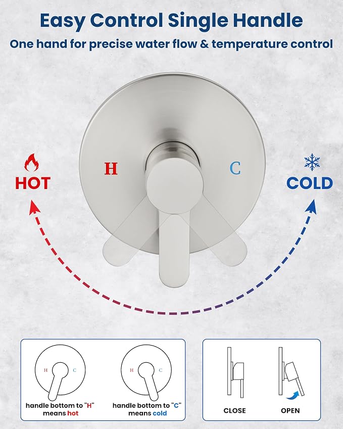 Airuida Shower Faucet Set with Tub Spout,8" Bathtub Faucet-Brushed Nickel | Male Threads Rough-In Valve,Round Head Shower System,Tub and Shower Kit Set