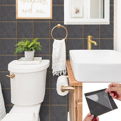 Alwayspon Stone Effect Vinyl Sticker Peel and Stick, Self-Adhesive Wall Tile Transfers Backsplash Sticker Decal for Kitchen Bathroom, 6x6inch/15x15cm 10Pcs, T027