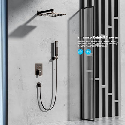 Shower System Shower Faucet Set with Push-Button Diverter and Wall Supply Elbow 12 Inch Shower Head ORB