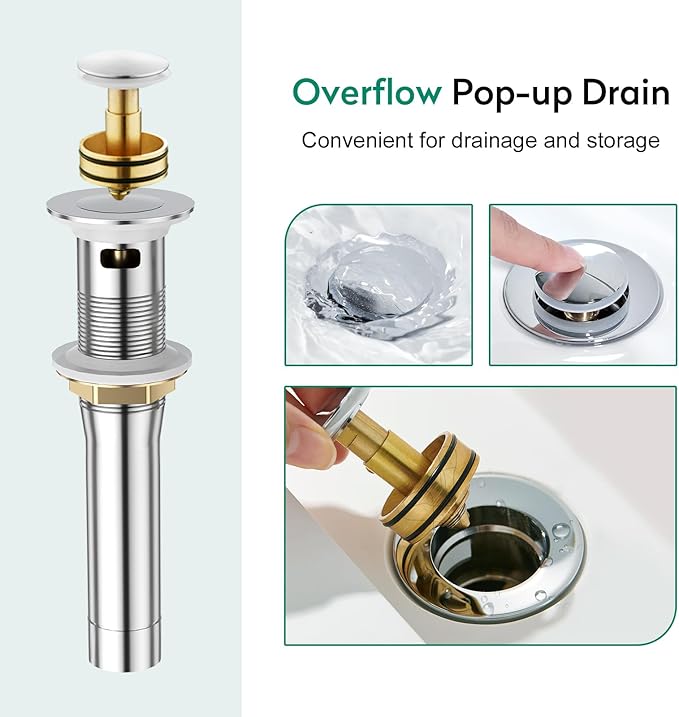 CREA Chrome Waterfall Bathroom Faucet 1 Hole,Chrome Bathroom Faucet Single Handle Bathroom Sink Faucet with Pop Up Drain Stopper/ 3 Hole Plate,Stainless Steel RV Vanity Faucet Basin Mixer Tap
