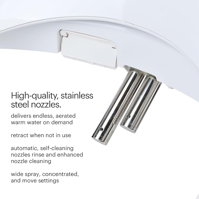Brondell S1000-RW Swash Electric Bidet Toilet Seat with Oscillating Stainless Steel Nozzle, Round, S1000-Standard Profile
