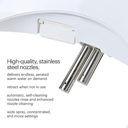Brondell S1000-RW Swash Electric Bidet Toilet Seat with Oscillating Stainless Steel Nozzle, Round, S1000-Standard Profile