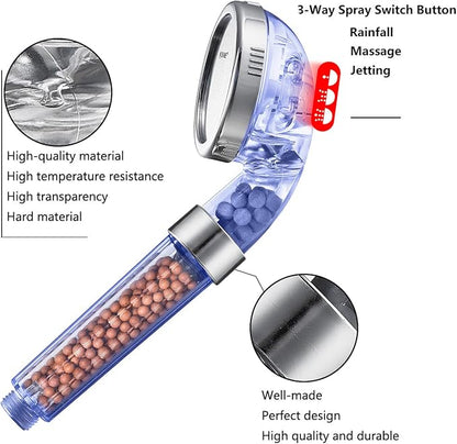 NOSAME Shower Head, Filter Filtration High Pressure Water Saving 3 Mode Function Spray Handheld Showerheads for Dry Skin & Hair | Handheld Showerheads, Filter Filtration High Pressure Water Saving 3 Mode Function Spray Shower Head for Dry Skin & Hair