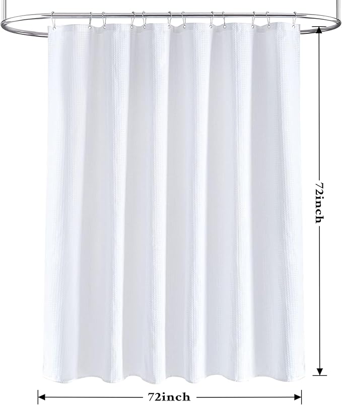 Tititex Solid White Cloth Fabric Shower Curtain Liner with 2 Magnets - Texture Pressure Bubble Soft Hotel Quality Waterproof Shower Liner, Light-Weight & Machine Washable 72x72 inch