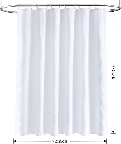 Tititex Solid White Cloth Fabric Shower Curtain Liner with 2 Magnets - Texture Pressure Bubble Soft Hotel Quality Waterproof Shower Liner, Light-Weight & Machine Washable 72x72 inch