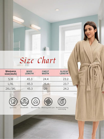 Soft Robe For Women，Warm Plush Bath Robes Female，Spa Towel After Shower Lightweight Long Bathrobe