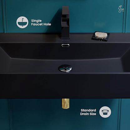 Swiss Madison Claire 30” Rectangle Wall-Mount Bathroom Sink in Matte Black